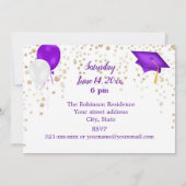 Einladung zur lila Cap Foto Graduation Party (Rückseite)