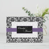 Einladung zur lila Damast (Stehend Vorderseite)