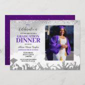Einladung zur lila Foto Graduation Party (Vorne/Hinten)