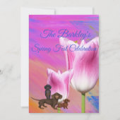 Einladung zur lila Frühlingszeit Dackel (Vorderseite)