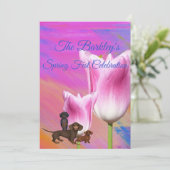 Einladung zur lila Frühlingszeit Dackel (Stehend Vorderseite)