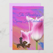 Einladung zur lila Frühlingszeit Dackel (Vorne/Hinten)