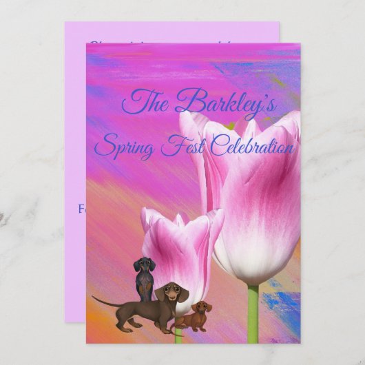 Einladung zur lila Frühlingszeit Dackel (Vorne/Hinten)