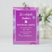 Einladung zur lila Geburtstagsfeier (Stehend Vorderseite)