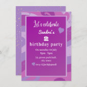 Einladung zur lila Geburtstagsfeier (Vorne/Hinten)