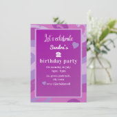 Einladung zur lila Geburtstagsfeier (Stehend Vorderseite)