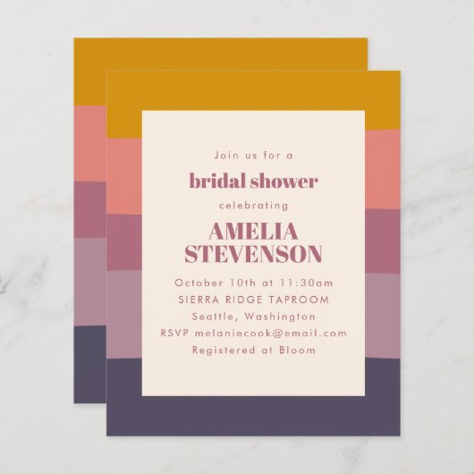 Einladung zur Lila geometrischen Brautdusche (Vorne/Hinten)