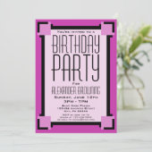 Einladung zur lila geometrischen Geburtstagspartei (Stehend Vorderseite)