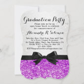 Einladung zur lila Glittery Bow Graduation Party (Vorderseite)