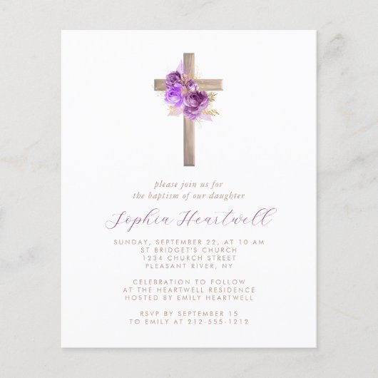 Einladung zur Lila GoldflorCross-Taufe (Vorderseite)