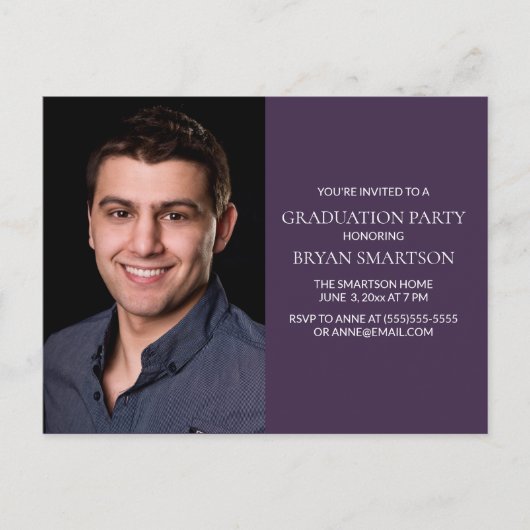 Einladung zur Lila Graduiertenpartei-Foto (Vorderseite)