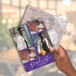 Einladung zur Lila Graduiertenparty mit mehreren F Postkarte