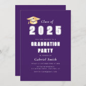 Einladung zur lila Graduierungsparty im kühlen Jah (Vorne/Hinten)