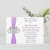Einladung zur lila Herzhochzeit (Stehend Vorderseite)