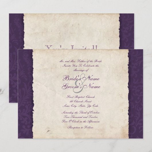 Einladung zur Lila Hochzeit (Vorne/Hinten)