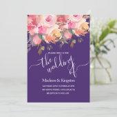 Einladung zur Lila Hochzeit der tropischen Rosa Ko (Stehend Vorderseite)