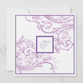 Einladung zur Lila Monogramm-Hochzeit (Rückseite)