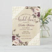 Einladung zur Lila Peonies Bridal Dusche (Stehend Vorderseite)