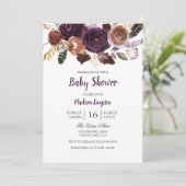 Einladung zur Lila Pflaumendusche aus Burgund (Stehend Vorderseite)