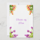 Einladung zur lila Red Tulips Graduation Party (Rückseite)