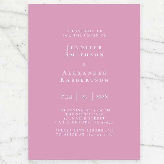 Einladung zur lila und weißen Hochzeit