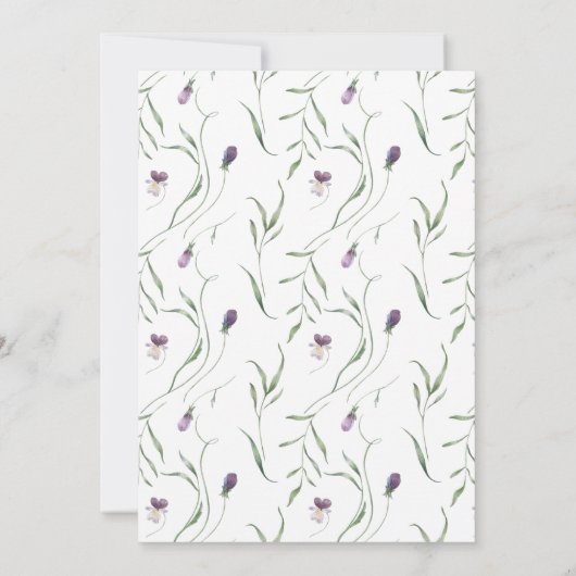 Einladung zur lila Whimsical Floral Wedding (Rückseite)