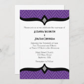 Einladung zur lila White Herringbone Hochzeit (Vorne/Hinten)