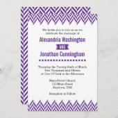 Einladung zur lila White Herringbone Hochzeit (Vorne/Hinten)