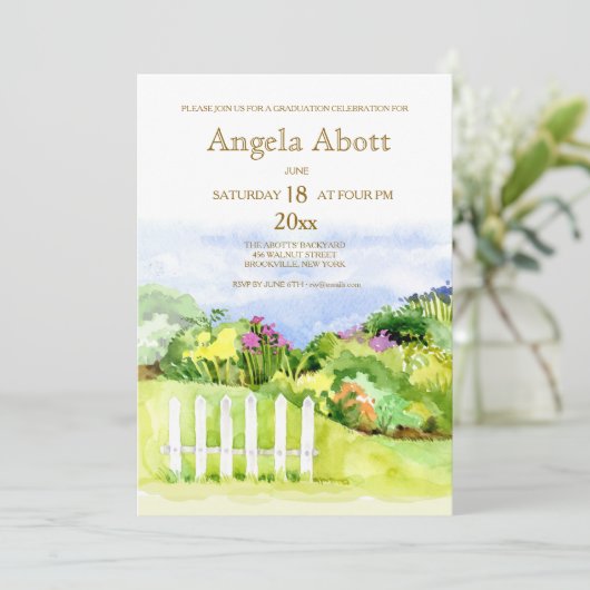 Einladung zur Little Garden Graduation Party (Stehend Vorderseite)