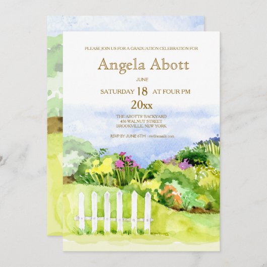 Einladung zur Little Garden Graduation Party (Vorne/Hinten)