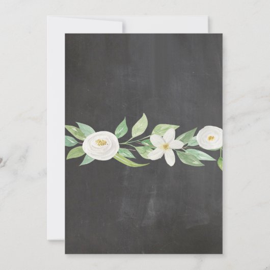 Einladung zur Live Party Chalk White Blume Dusche (Rückseite)