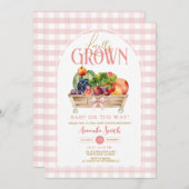 Einladung zur lokalen Grown Baby Shower Pink Gingh (Vorne/Hinten)