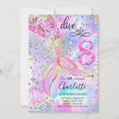 Einladung zur Meerjungfrau zum 8. Geburtstag (Vorderseite)