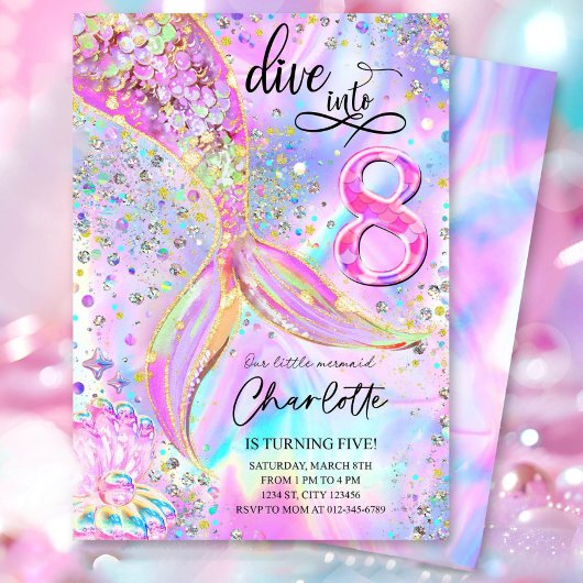 Einladung zur Meerjungfrau zum 8. Geburtstag