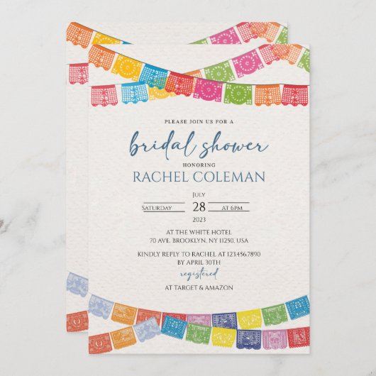 Einladung zur mexikanischen Brautdusche (Vorne/Hinten)