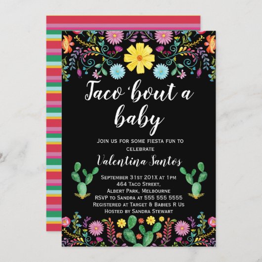 Einladung zur mexikanischen Fiesta Babydusche (Vorne/Hinten)