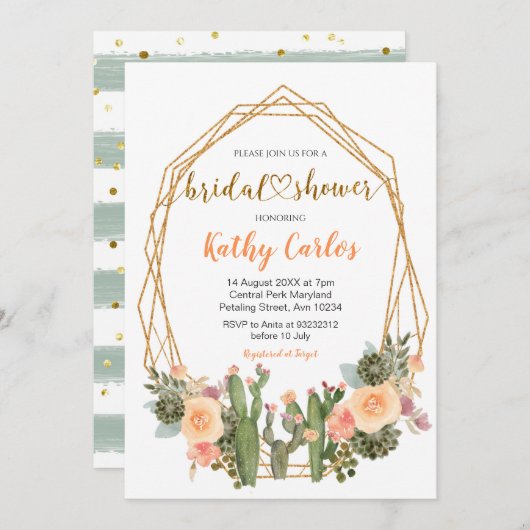 Einladung zur mexikanischen Fiesta Bridal Dusche (Vorne/Hinten)