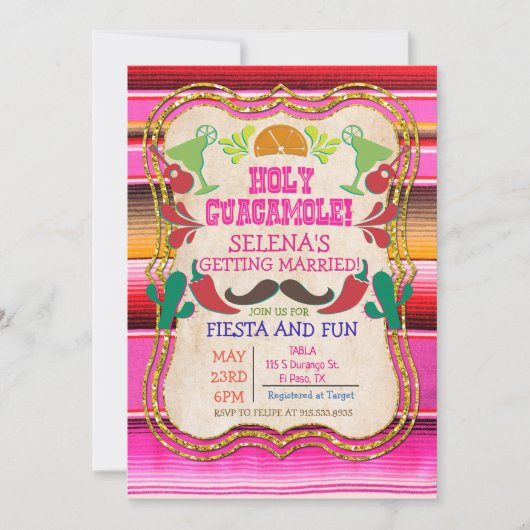 Einladung zur mexikanischen Fiesta Bridal Dusche (Vorderseite)