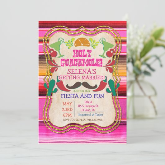 Einladung zur mexikanischen Fiesta Bridal Dusche (Stehend Vorderseite)