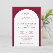 Einladung zur Minimal Mongram Arch Wedding (Stehend Vorderseite)