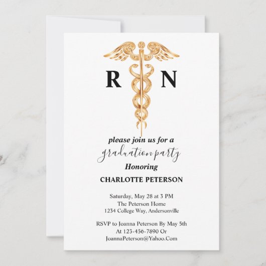 Einladung zur Minimal Nurse Graduation Party Foto (Vorderseite)