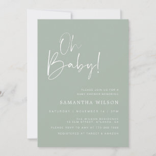 Einladung zur Minimal Sage Green Baby Dusche