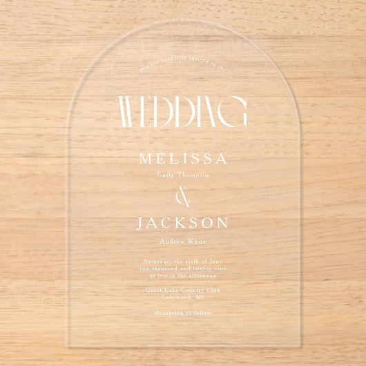 Einladung zur Minimalistisch-Chic-Arch-Hochzeit (Vorderseite)