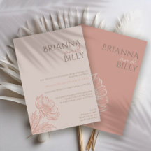 Einladung zur Minimalistisch-rosa-Blumenhochzeit
