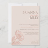 Einladung zur Minimalistisch-rosa-Blumenhochzeit (Vorderseite)