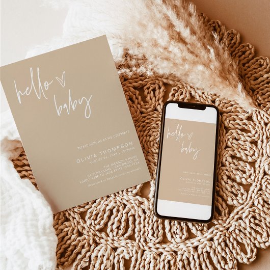 Einladung zur Minimalistischen Babydusche | Gender