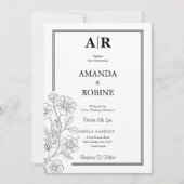 Einladung zur Minimalistischen Blumenhochzeit (Vorderseite)