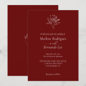 Einladung zur Minimalistischen Blumenhochzeit (Vorne/Hinten)