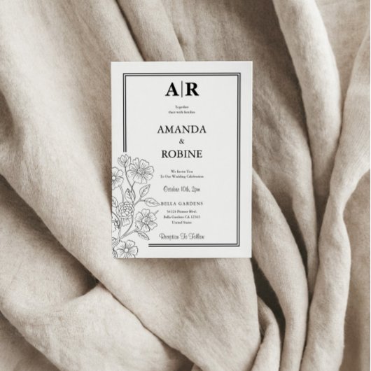 Einladung zur Minimalistischen Blumenhochzeit