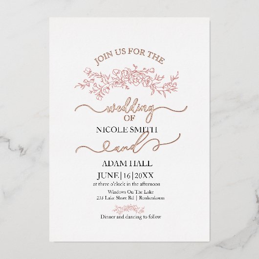 Einladung zur Minimalistischen Blumenhochzeit | El (Vorderseite)